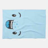 Blue Smiling Kawaii Face Serviette de cuisine (Horizontal)