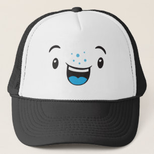 Blue Smiling Kawaii Face Trucker Hat Pet