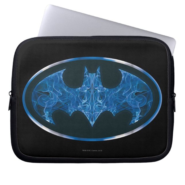 Blue Smoke Bat Symbol Laptop Sleeve (Voorkant)