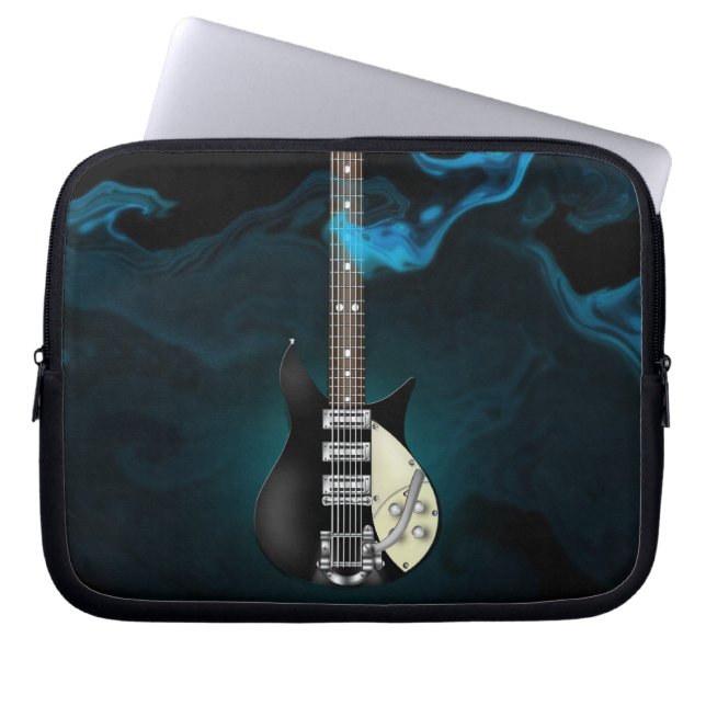 Blue Smoke Electric Guitar Electronics Bag Laptop Sleeve (Voorkant)