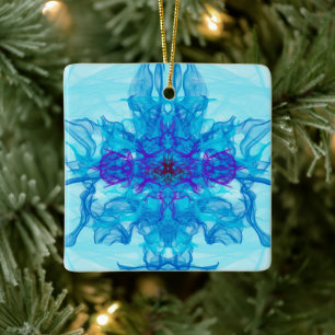 BLUE SMOKE - Fractal Art - Keramisch Ornament