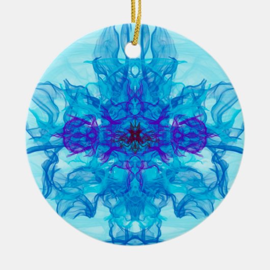 BLUE SMOKE - Fractal Art - Keramisch Ornament (Voorkant)
