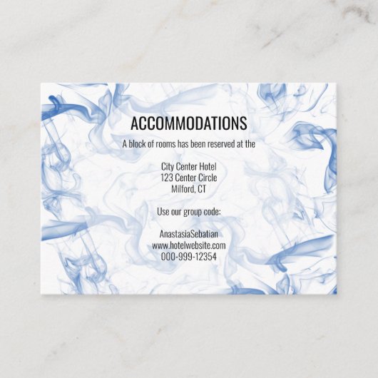 Blue Smokey Mist Accommodding Wedding Kaart (Voorkant)