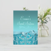 Blue Snow Flake & Bow Afbeelding Verjaardag Uitnod Kaart (Staand voorkant)