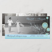 Blue Snow Flower Swirls Winter Weddenschap Bedankkaart (Voorkant / Achterkant)