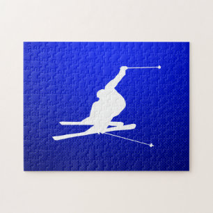 Blue Snow Skiing Legpuzzel