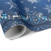 Blue Snowfall Christmas Wrap Cadeaupapier (Rol Hoek)