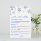 Blue Snowflake Advice Baby shower Game Activity Briefpapier (Staand voorkant)