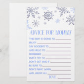 Blue Snowflake Advice Baby shower Game Activity Briefpapier (Voorkant / Achterkant)