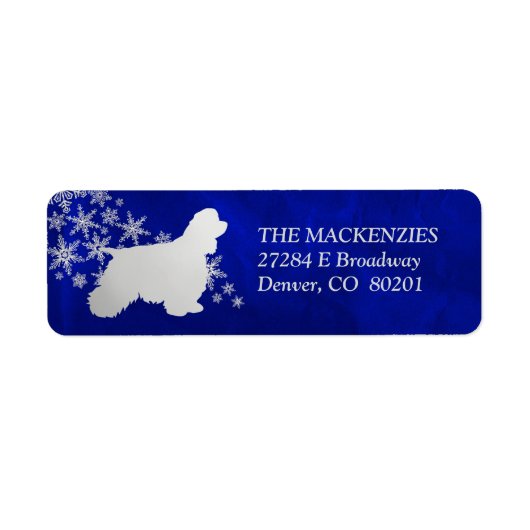 Blue Snowflake American Cocker Return Address Etiket (Voorkant)