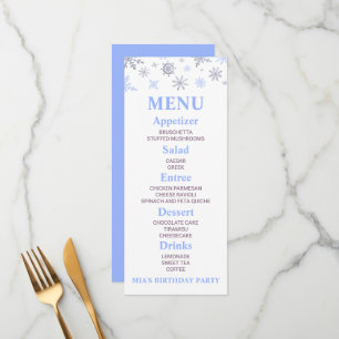 Blue Snowflake Anniversaire Fête Menu Aliments