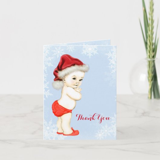 Blue Snowflake Baby Boy Douche Merci (Devant)