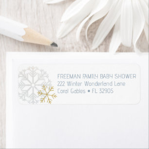 Blue Snowflake Baby shower Adreslabel Etiket