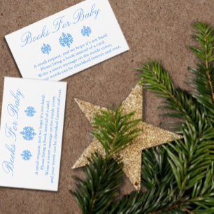 Blue Snowflake Baby shower Books for Baby Kaart