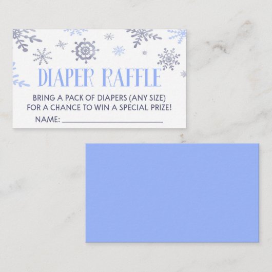 Blue Snowflake Baby shower Diaper Raffle Card Informatiekaartje (Voorkant / Achterkant)