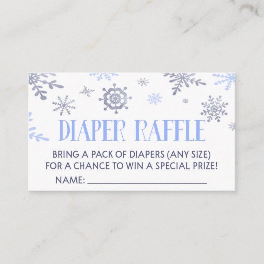 Blue Snowflake Baby shower Diaper Raffle Card Informatiekaartje (Voorkant)