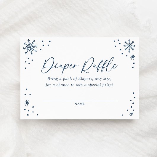 Blue Snowflake Baby shower Luier Raffle Ticket Informatiekaartje