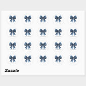 Blue Snowflake Bow Kerstvakantie Ronde Sticker (Vel)