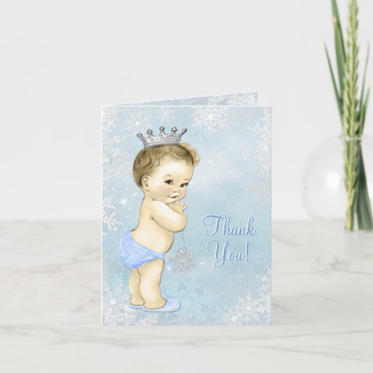Blue Snowflake Boy Baby shower Bedankt (Voorkant)