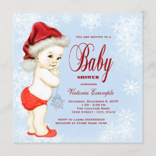 Blue Snowflake Boys Kerst Baby shower Kaart