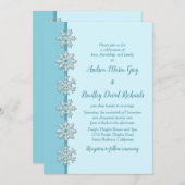 Blue Snowflake Button Winter Weddenschap Kaart (Voorkant / Achterkant)