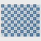 Blue Snowflake Checkered Pattern-feestdag Cadeaupapier (Vlak)