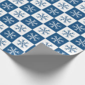 Blue Snowflake Checkered Pattern-feestdag Cadeaupapier (Hoek)