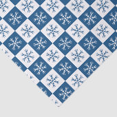 Blue Snowflake Checkered Pattern-feestdag Tissuepapier (Detail)
