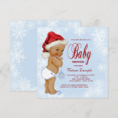 Blue Snowflake Etnic Boys Kerst Baby shower Kaart (Voorkant / Achterkant)