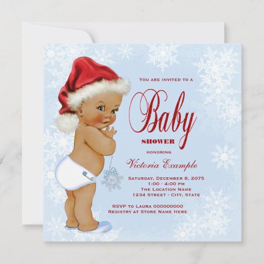Blue Snowflake Etnic Boys Kerst Baby shower Kaart (Voorkant)