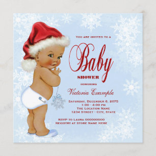 Blue Snowflake Etnic Boys Kerst Baby shower Kaart