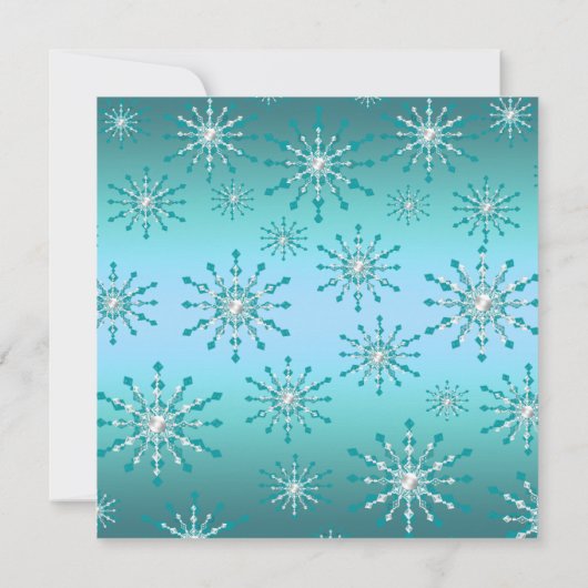 Blue Snowflake Fête Invitation (Dos)