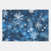 Blue Snowflake Flat Wrapping Paper Set van 3 (Voorkant 2)