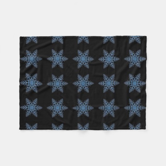 Blue Snowflake Fleece Blanket (Voorkant (Horizontaal))