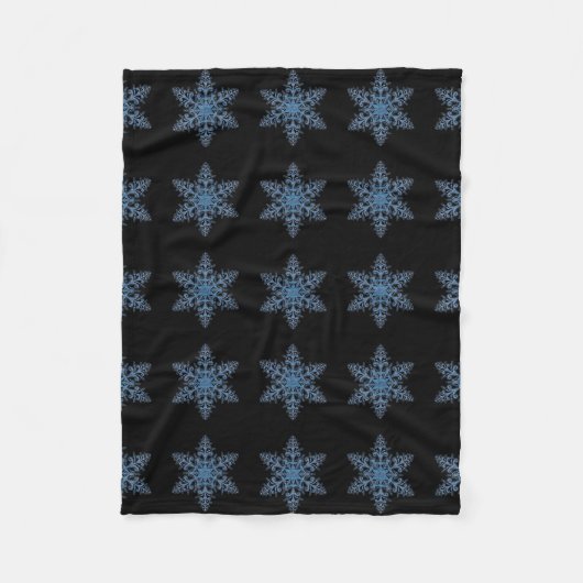 Blue Snowflake Fleece Blanket (Voorkant)