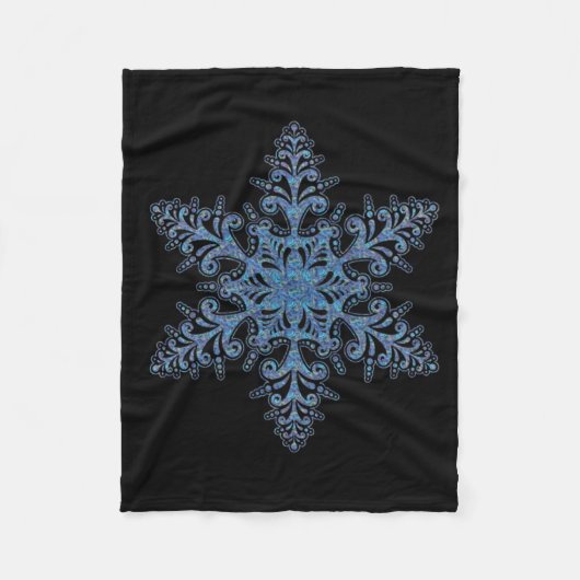 Blue Snowflake Fleece Blanket Deken (Voorkant)
