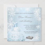 Blue Snowflake Foto Quinceanera Uitnodiging (Achterkant)