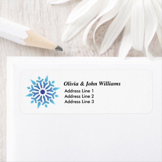 Blue Snowflake Holiday Return Address Label (Insitu)
