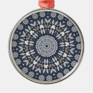 Blue Snowflake Kaleidoscope Metalen Ornament
