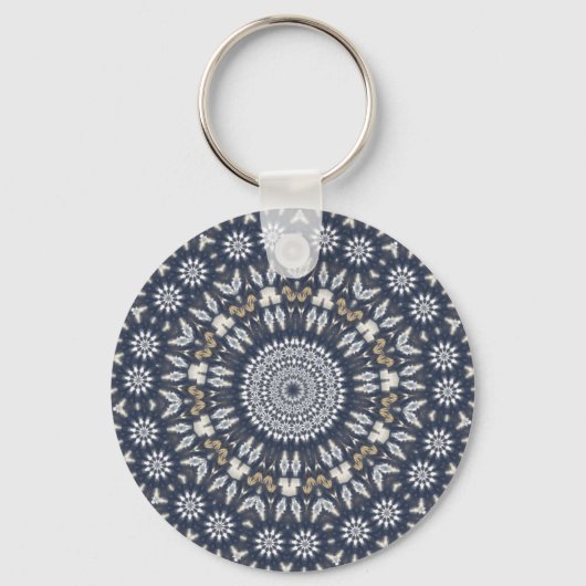 Blue Snowflake Kaleidoscope Sleutelhanger (Voorkant)