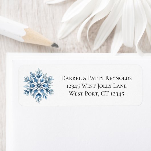 Blue Snowflake kerst Etiket (Insitu)