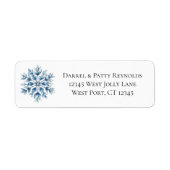 Blue Snowflake kerst Etiket (Voorkant)