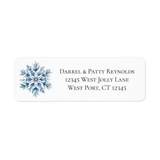Blue Snowflake kerst Etiket (Voorkant)