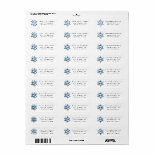 Blue Snowflake kerst Etiket (Full Sheet)