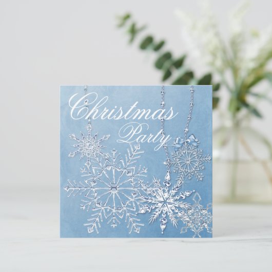 Blue Snowflake kerstfeest Kaart (Staand voorkant)