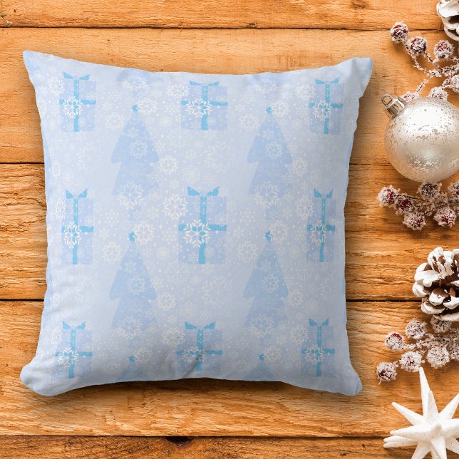 Blue Snowflake-kerstpatroon Kussen (Creator heeft geüpload)