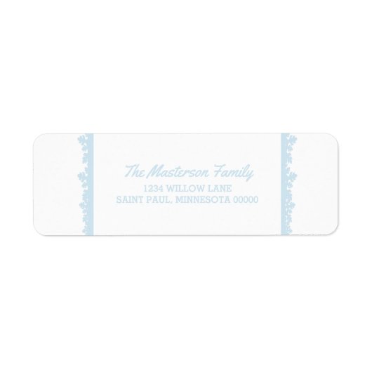 Blue Snowflake Lijst Holiday Etiket (Voorkant)