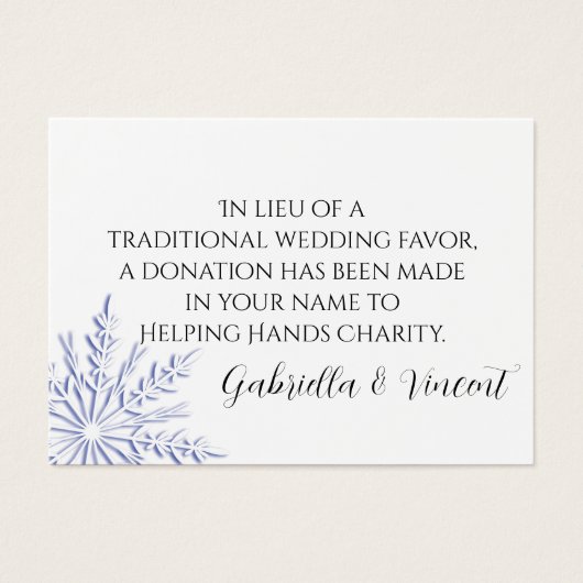 Blue Snowflake Mariage d'hiver Charité Favoriser (Devant)