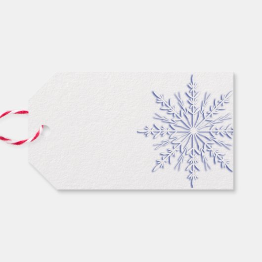 Blue Snowflake op White Kerstfeestdag Cadeaulabel (Achterkant Horizontaal)