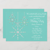 Blue Snowflake Ornament kerstparty uitnodiging (Voorkant / Achterkant)